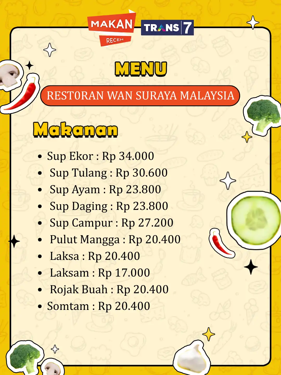 Suraya Menu Menu